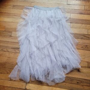 Elegant Gray Tulle A-Line Skirt